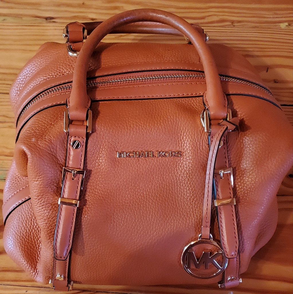 Michael Kors Bedford Legacy Burnt Orange Satchel And Wallet With Storage Bag.